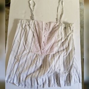 GAP Pink and White Striped Chemise/cropped Top With Spaghetti Straps